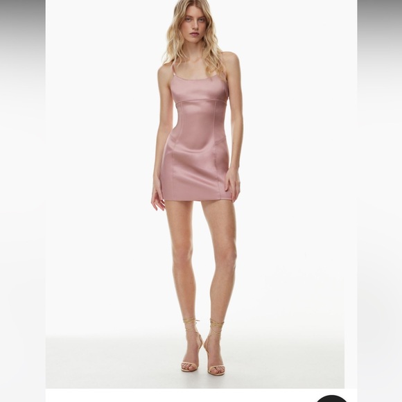 Aritzia Pink Satin Dress - LIKE NEW - Picture 2 of 5